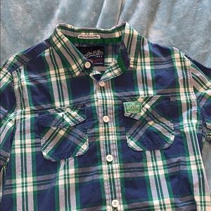 Super dry plaid long sleeve paper shirt